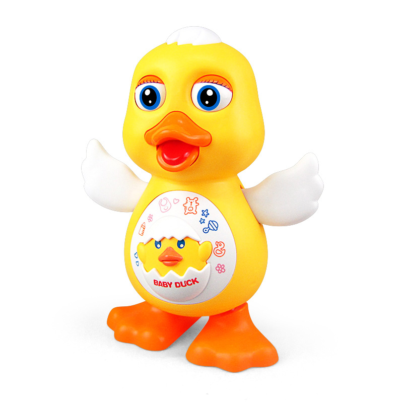 Tiktok Hot Sale Dancing Little Cute Duck Music Light Dancing Red Duck Electric Swing Doll Stall