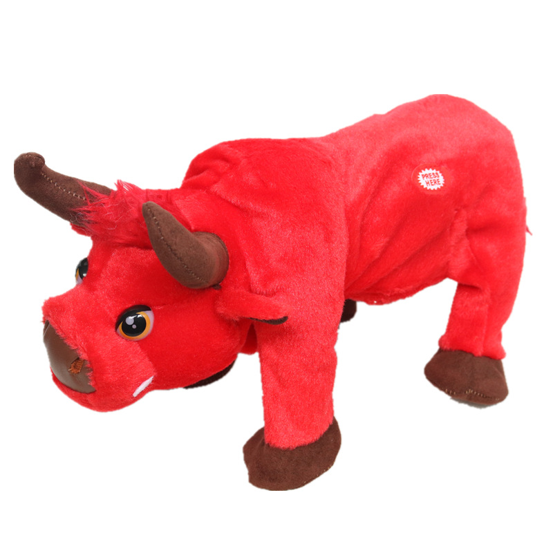 Cross-Border Foreign Trade Supply Electric Cow Plush Toy Singing Luminous Cow Calling Simulation Bullfight Doll Factory Direct Sales