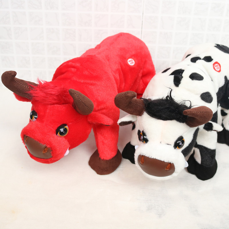 Cross-Border Foreign Trade Supply Electric Cow Plush Toy Singing Luminous Cow Calling Simulation Bullfight Doll Factory Direct Sales