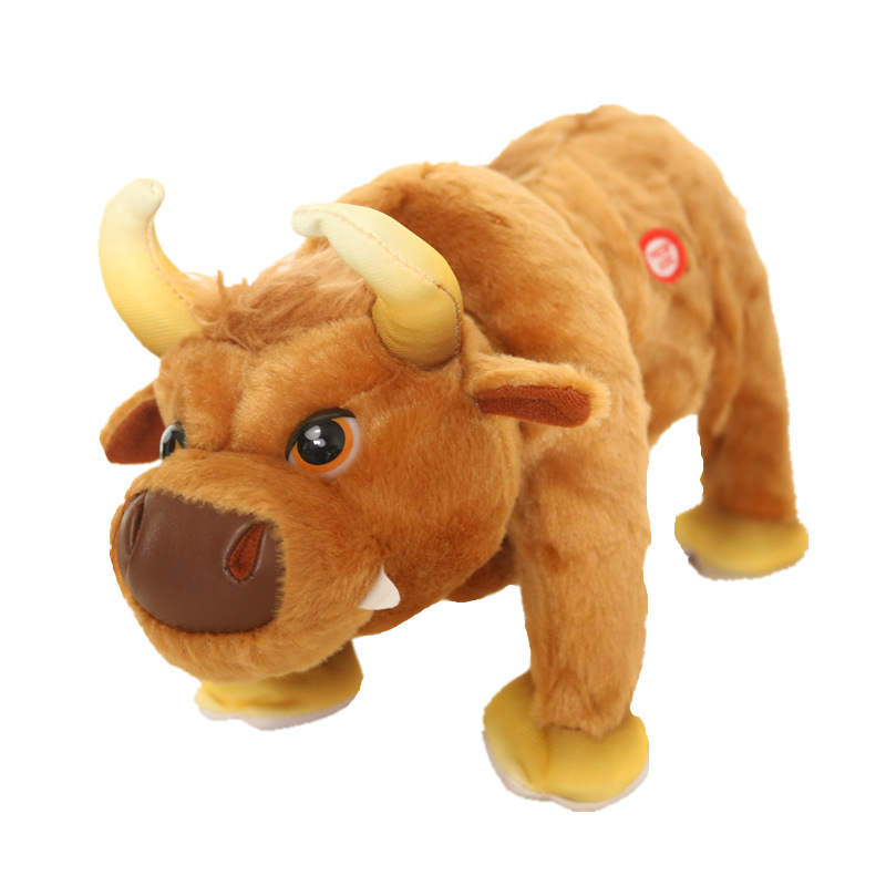 Cross-Border Foreign Trade Supply Electric Cow Plush Toy Singing Luminous Cow Calling Simulation Bullfight Doll Factory Direct Sales