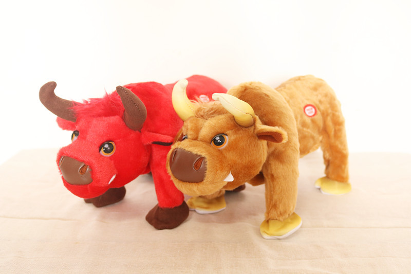 Cross-Border Foreign Trade Supply Electric Cow Plush Toy Singing Luminous Cow Calling Simulation Bullfight Doll Factory Direct Sales