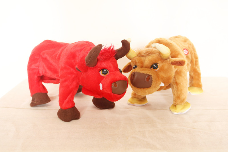 Cross-Border Foreign Trade Supply Electric Cow Plush Toy Singing Luminous Cow Calling Simulation Bullfight Doll Factory Direct Sales