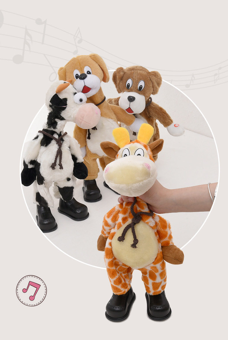 Cute Animal Shaking Head Electric Plush Toy Singing Dancing Walking Shaking Head Donkey Funny Doll Doll Wholesale