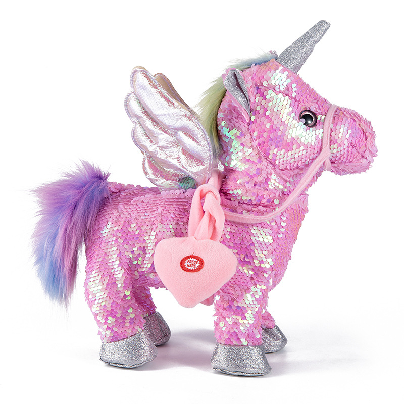Sequin Unicorn Singing Walking Children&#039;s Toy with Music Girls Gift Electric Girls&#039; Doll Doll