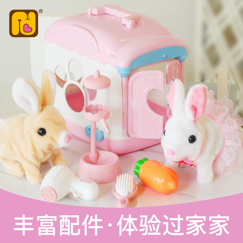 Electric Plush Simulation Bunny Play House Boys and Girls Children&#039;s Toys Norah Pet Pet Doll Set