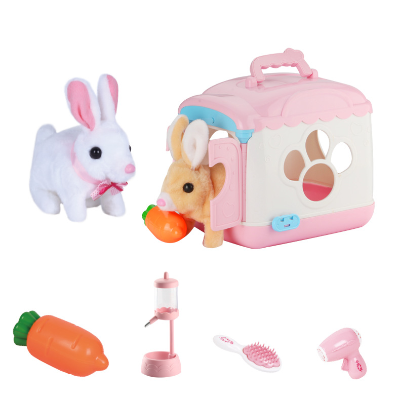 Electric Plush Simulation Bunny Play House Boys and Girls Children&#039;s Toys Norah Pet Pet Doll Set