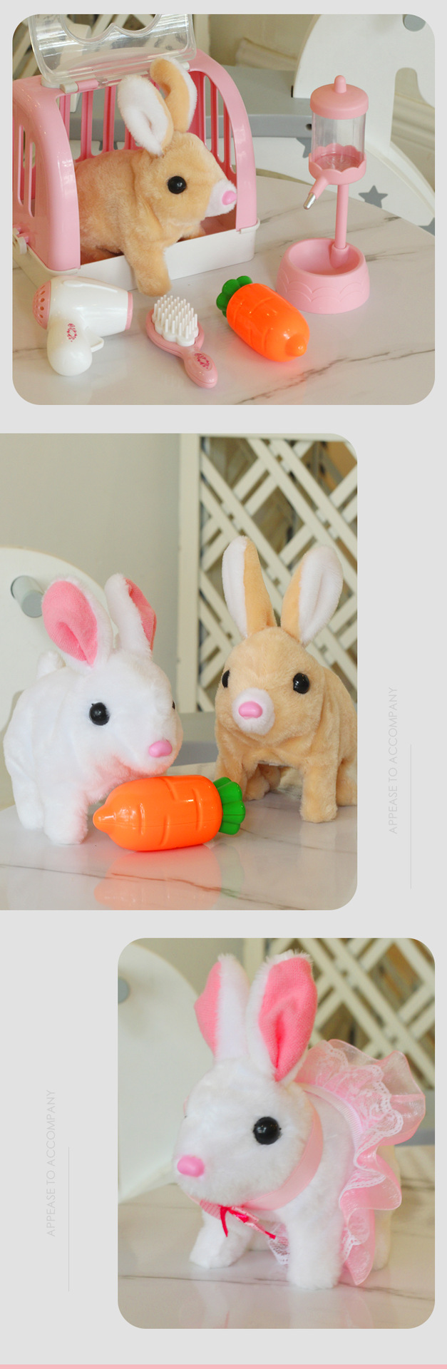 Electric Plush Simulation Bunny Play House Boys and Girls Children's Toys Norah Pet Pet Doll Set