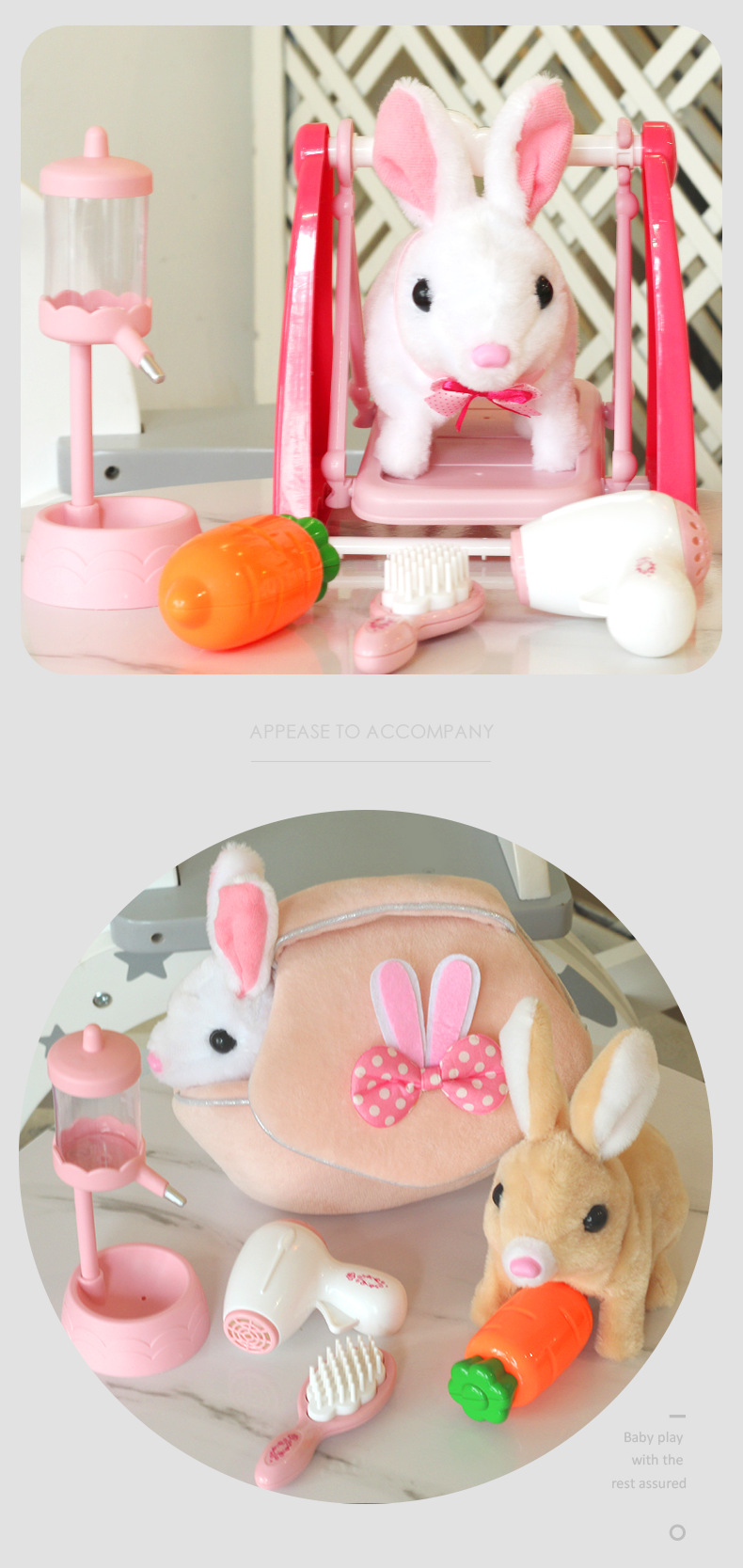 Electric Plush Simulation Bunny Play House Boys and Girls Children's Toys Norah Pet Pet Doll Set
