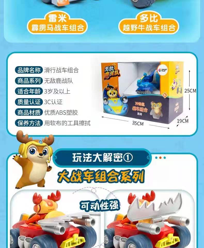 Genuine Invincible Deer Team Toy Children 'S Sliding Pull Back Car Chariot Doll Combos Hand-Made Fashion Decoration