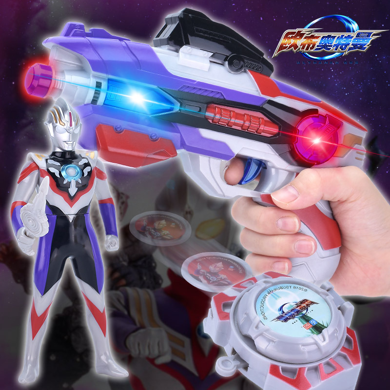 Genuine Ultraman Toy Gun Soft Bullet Gun Children&#039;s Electric Acousto-Optic Gun Weapon Gift Set DiGa Doll Gift