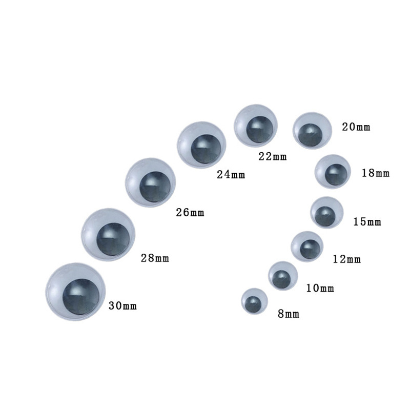 Hefei Ingenious Environmental Protection Plastic Adhesive Black and White Plastic Moving Eyes DIY Accessories Toy Doll Movable Eye Beads
