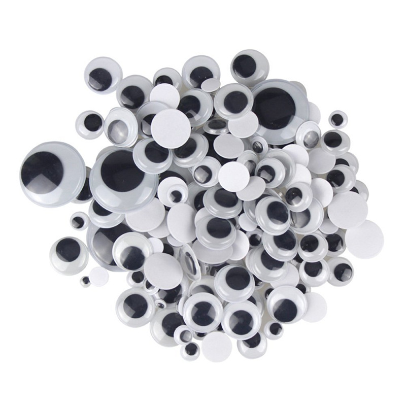 Hefei Ingenious Environmental Protection Plastic Adhesive Black and White Plastic Moving Eyes DIY Accessories Toy Doll Movable Eye Beads