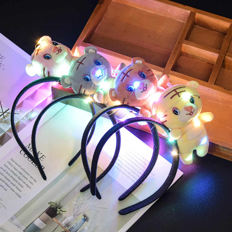 2022 Tiger Year Decoration Props Glowing Headdress Tiger Doll Headband Children Adult Headband Performance Props Gift