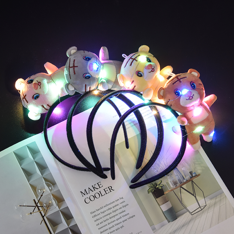 2022 Tiger Year Decoration Props Glowing Headdress Tiger Doll Headband Children Adult Headband Performance Props Gift