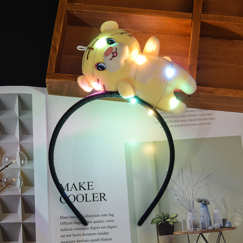 2022 Tiger Year Decoration Props Glowing Headdress Tiger Doll Headband Children Adult Headband Performance Props Gift