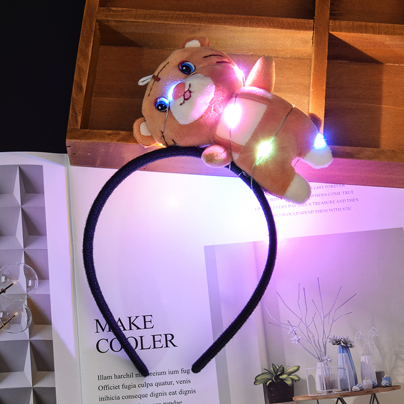 2022 Tiger Year Decoration Props Glowing Headdress Tiger Doll Headband Children Adult Headband Performance Props Gift
