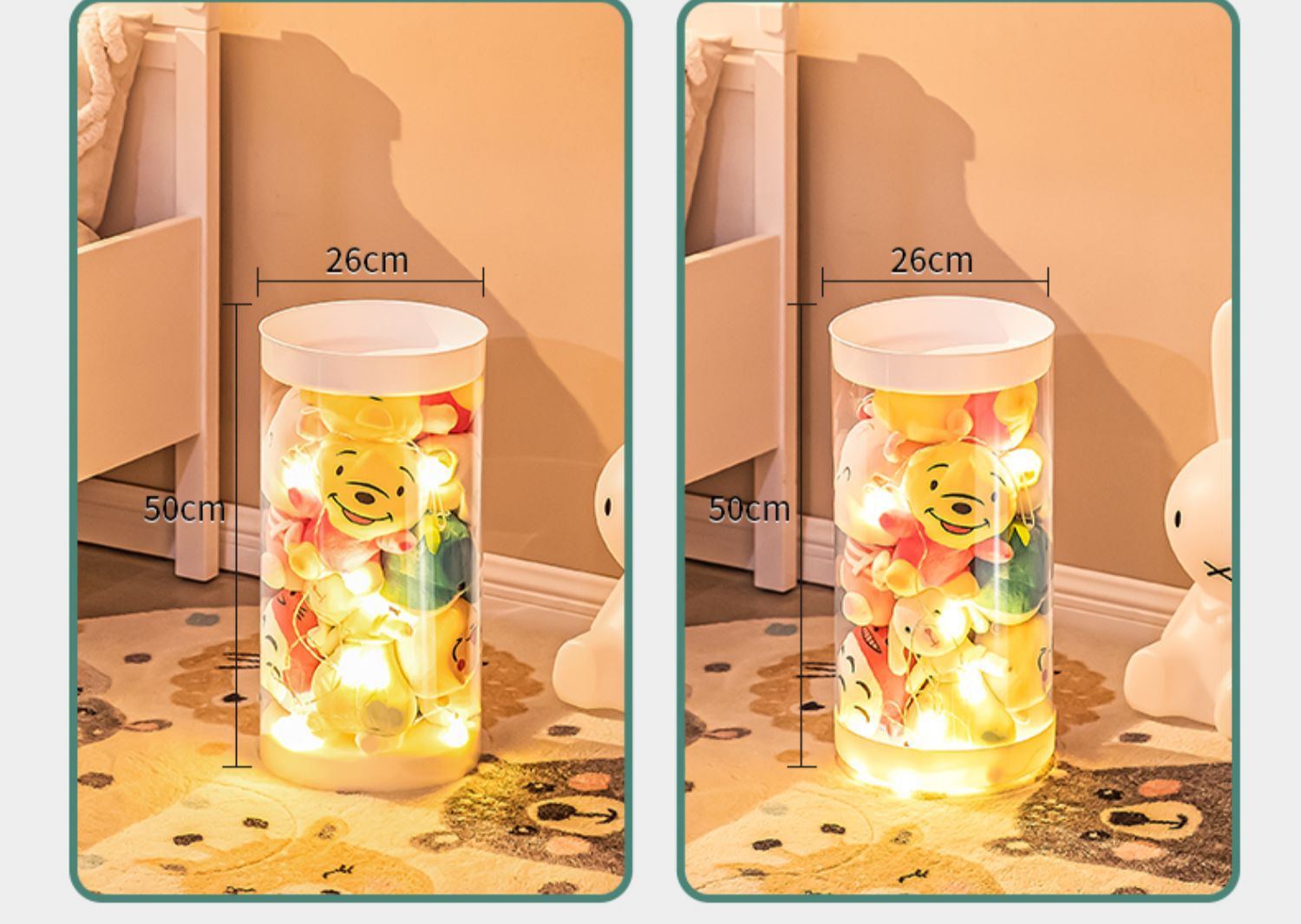 Plush Toy Doll Cloth Enlarged Doll Storage Bucket Rotating Transparent Pet Storage Container Basket Artifact Cylinder Plush Toy Doll Cloth Enlarged Doll Storage Bucket Rotating Transparent Pet Storage Container Basket Artifact Cylinder