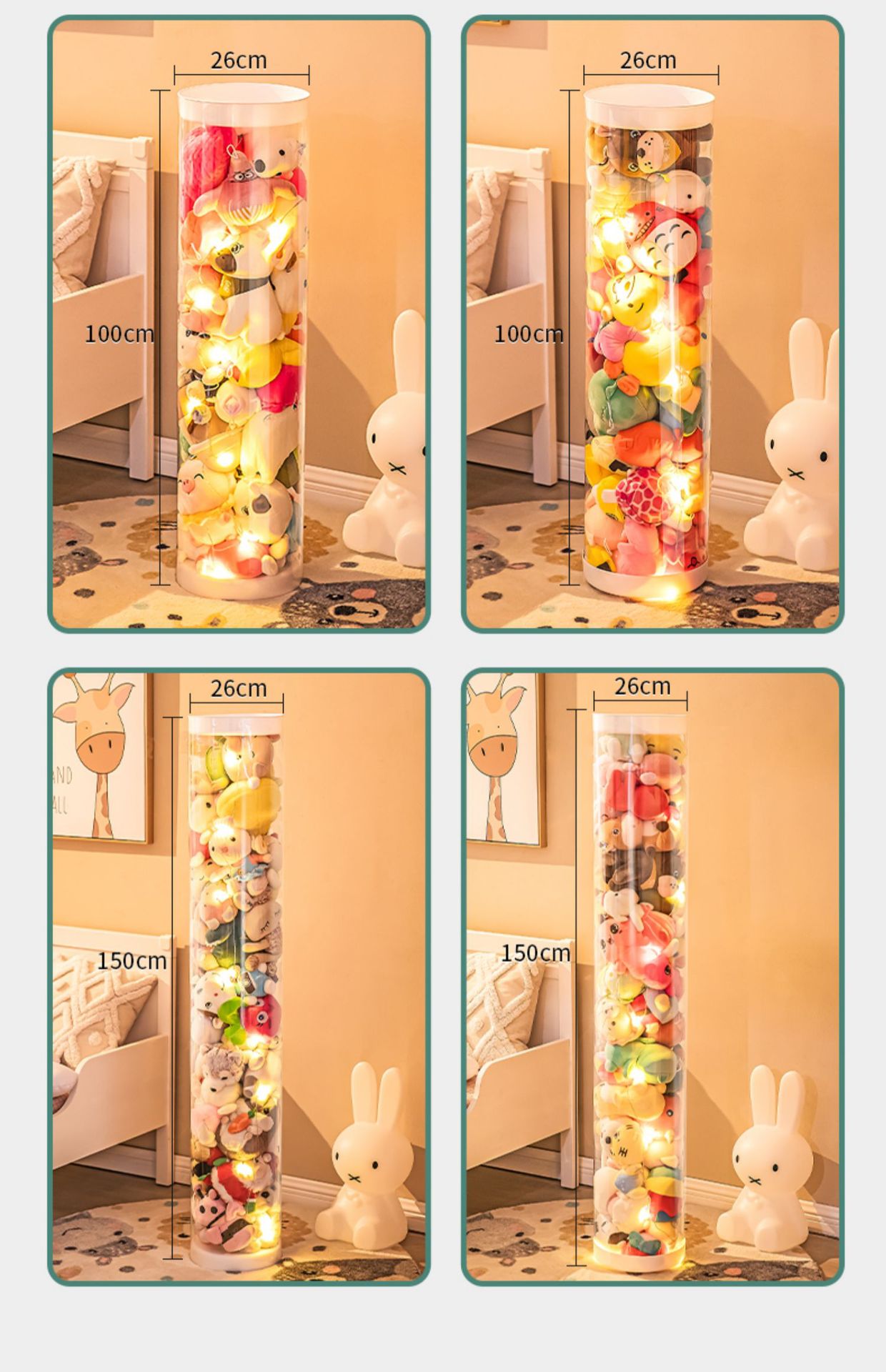 Plush Toy Doll Cloth Enlarged Doll Storage Bucket Rotating Transparent Pet Storage Container Basket Artifact Cylinder Plush Toy Doll Cloth Enlarged Doll Storage Bucket Rotating Transparent Pet Storage Container Basket Artifact Cylinder