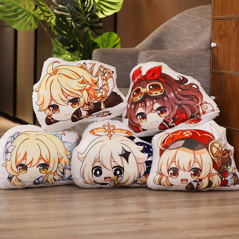 Original God Anime Peripheral Paimonkoli Twins Empty Fluorescent Plush Ambersil Double-Sided Pillow Doll Secondary Yuan