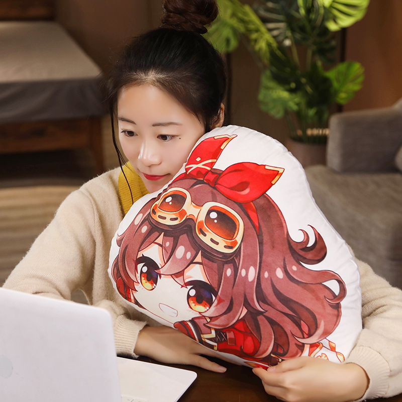 Original God Anime Peripheral Paimonkoli Twins Empty Fluorescent Plush Ambersil Double-Sided Pillow Doll Secondary Yuan
