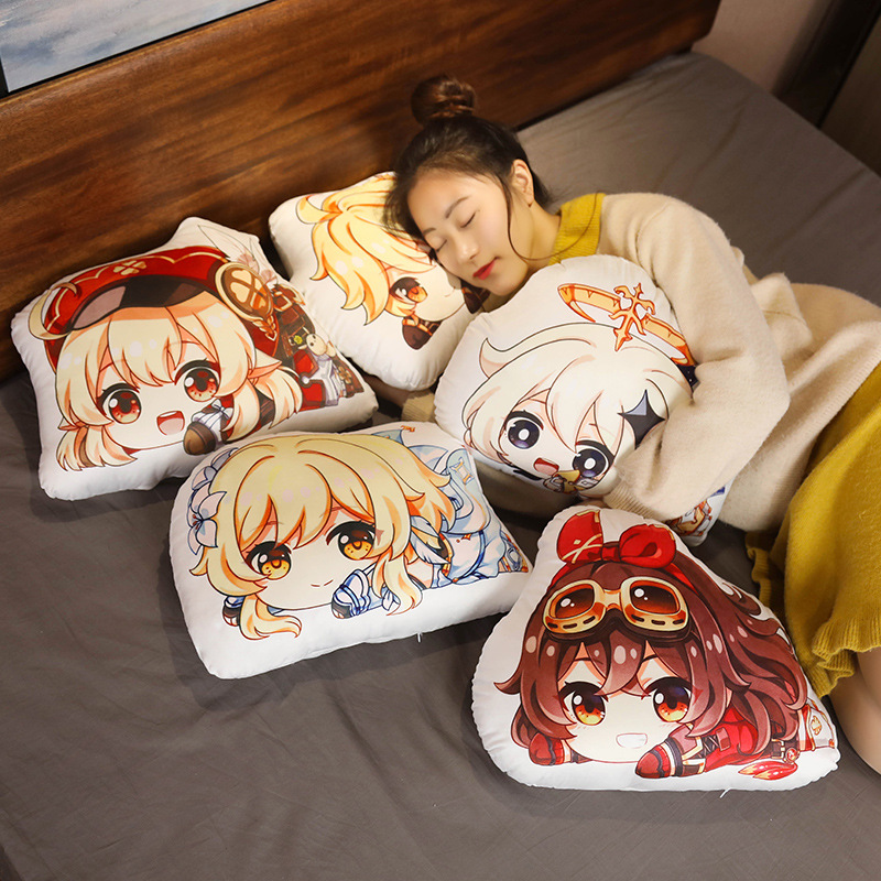 Original God Anime Peripheral Paimonkoli Twins Empty Fluorescent Plush Ambersil Double-Sided Pillow Doll Secondary Yuan