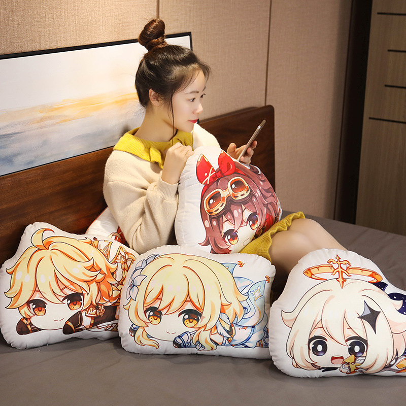 Original God Anime Peripheral Paimonkoli Twins Empty Fluorescent Plush Ambersil Double-Sided Pillow Doll Secondary Yuan