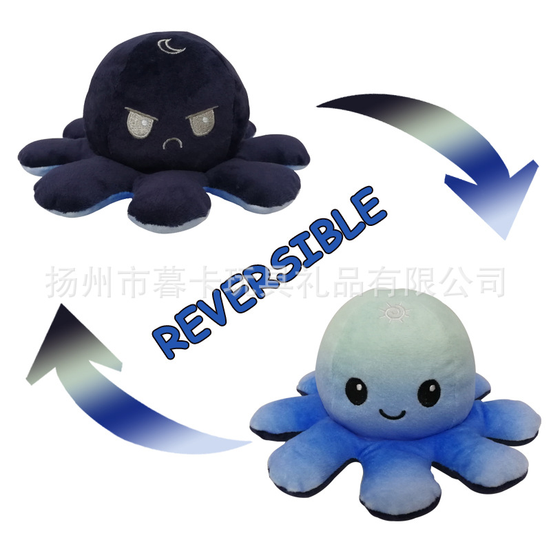 Factory Mood Flip Octopus Plush Toy Doll Double-Sided Flip Doll plus Logo Mascot Gift Wholesale