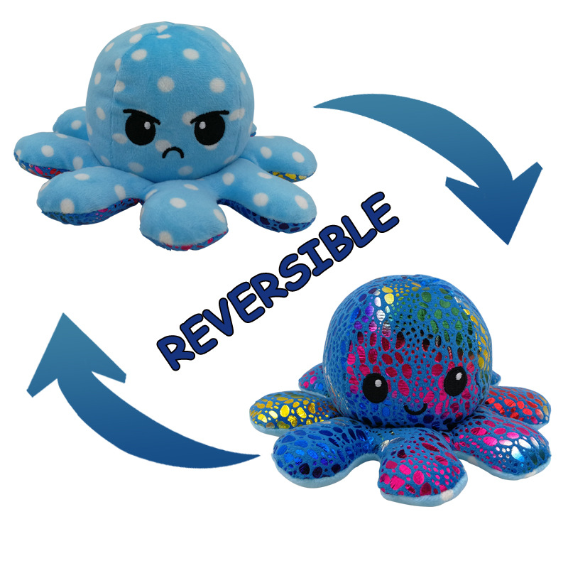 Factory Mood Flip Octopus Plush Toy Doll Double-Sided Flip Doll plus Logo Mascot Gift Wholesale