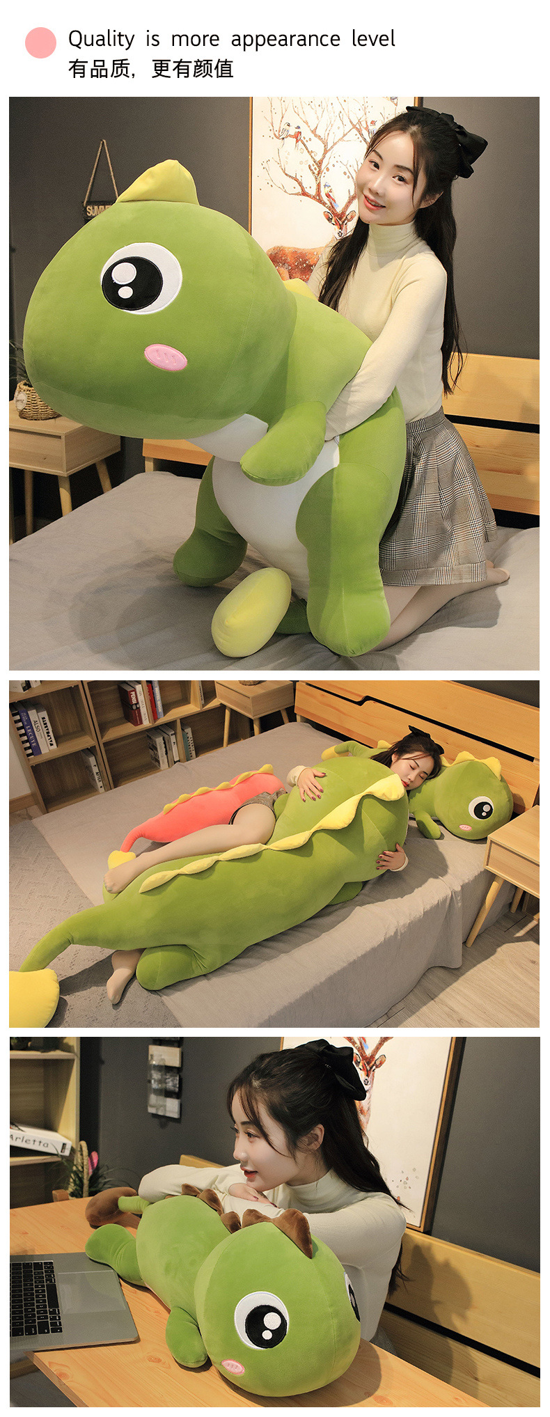 Dinosaur Pillow Plush Toy Girls' Large Size Sleeping Companion Doll Doll Ragdoll Stall Small Gift Factory Wholesale