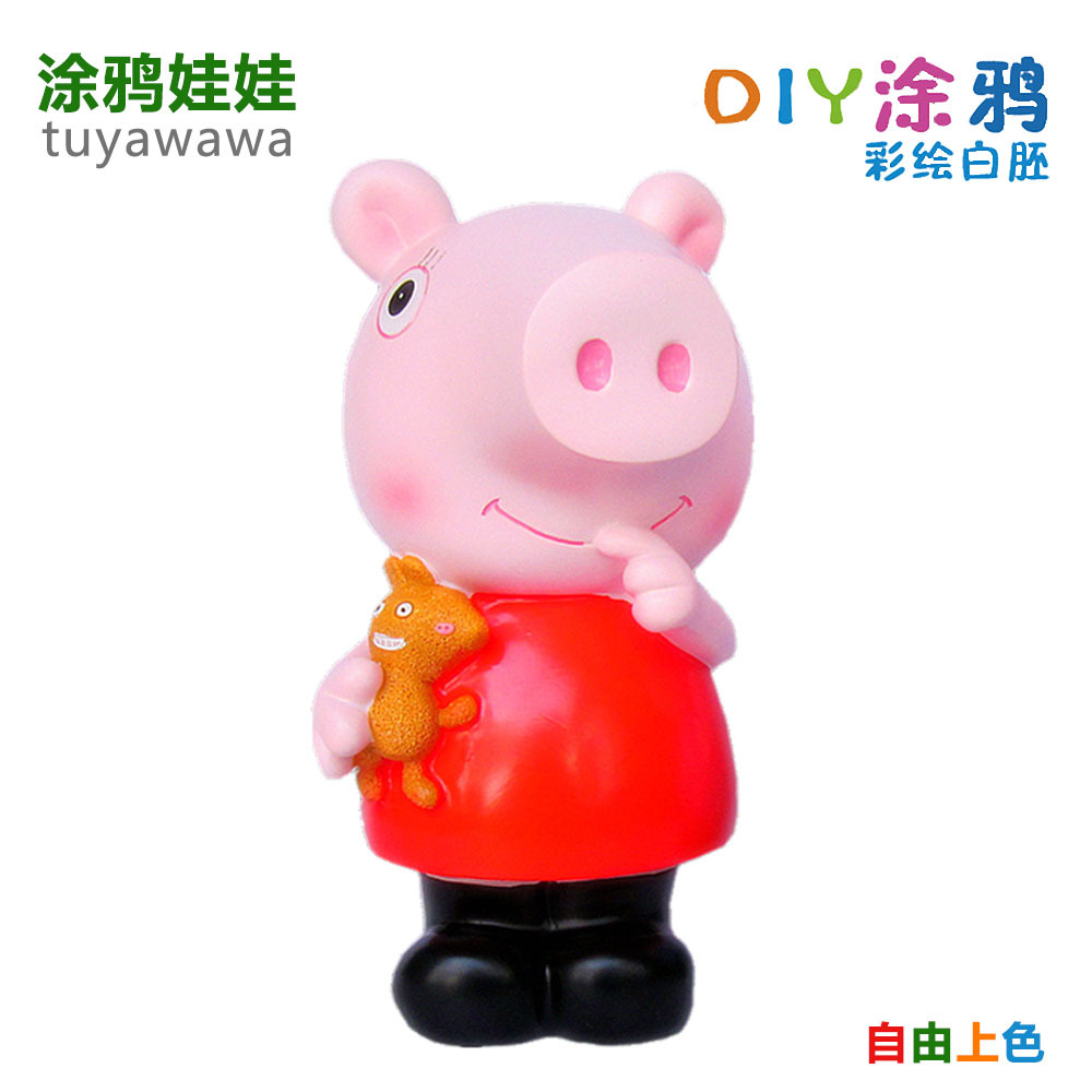Drop-Resistant Plaster Doll White Body Wholesale Graffiti Doll Hand Painting DIY Educational Toys Pig Children&#039;s Toys