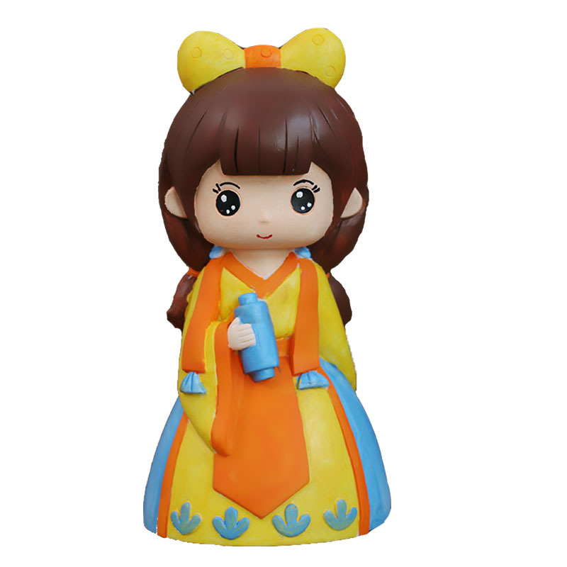[New Classical] Broken Plaster Painted Doll Vinyl Figurine Painted White Body DIY Handmade Coin Bank
