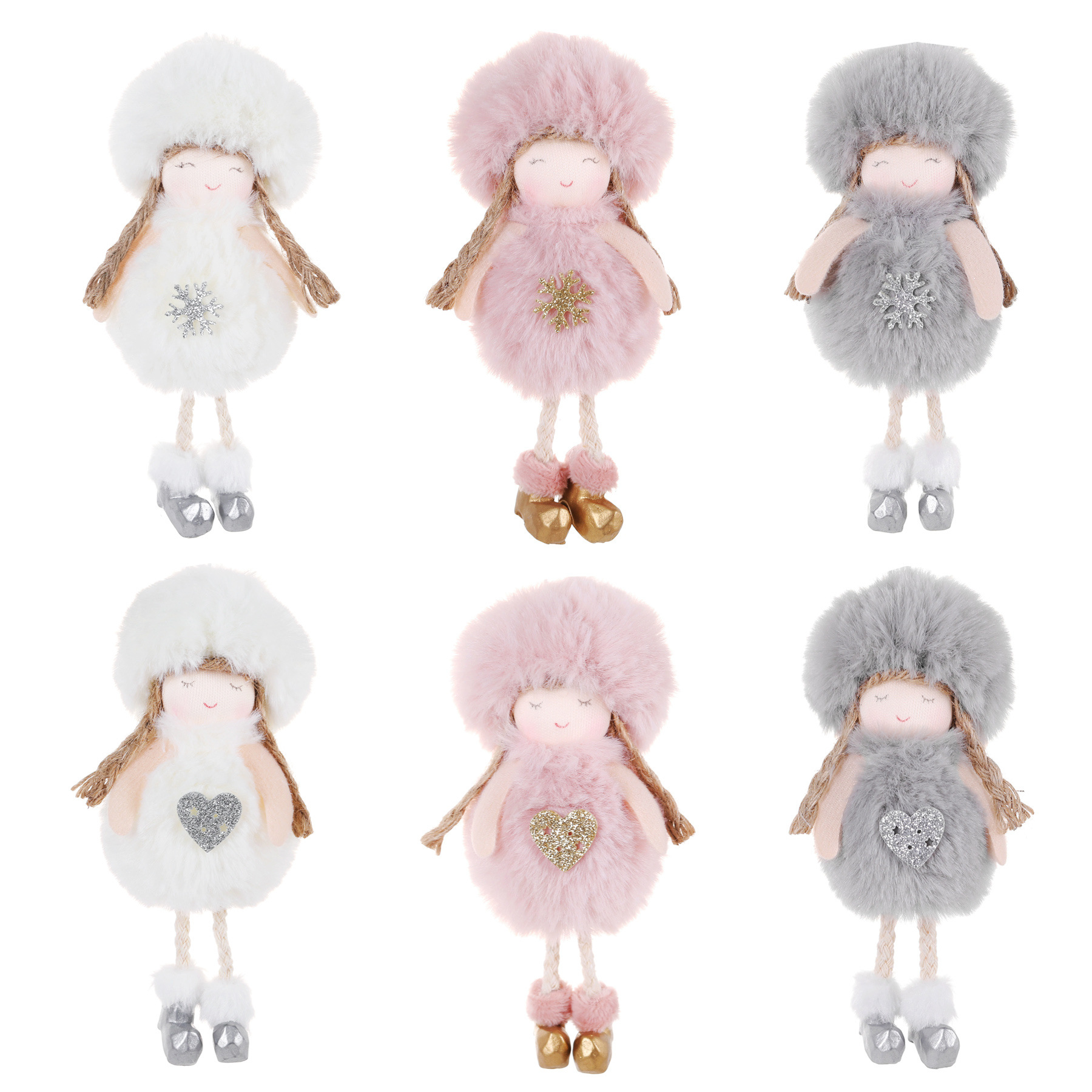 Warm Winter New Cross-Border Platform Christmas Plush Angel Pendant Cute Doll Gift Christmas Tree Pendant