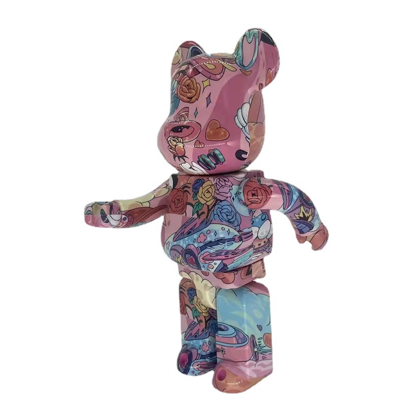 Large DIY Violent Bear Bearbrick Graffiti Fluid Painting White Body Graffiti Non-Plaster Doll Vinyl Toys Wholesale