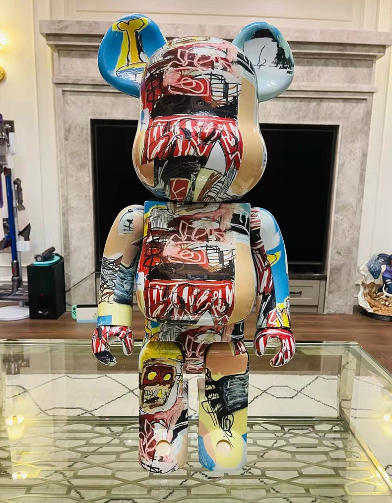 Large DIY Violent Bear Bearbrick Graffiti Fluid Painting White Body Graffiti Non-Plaster Doll Vinyl Toys Wholesale