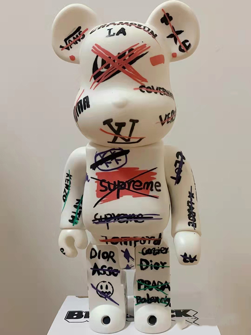 Large DIY Violent Bear Bearbrick Graffiti Fluid Painting White Body Graffiti Non-Plaster Doll Vinyl Toys Wholesale
