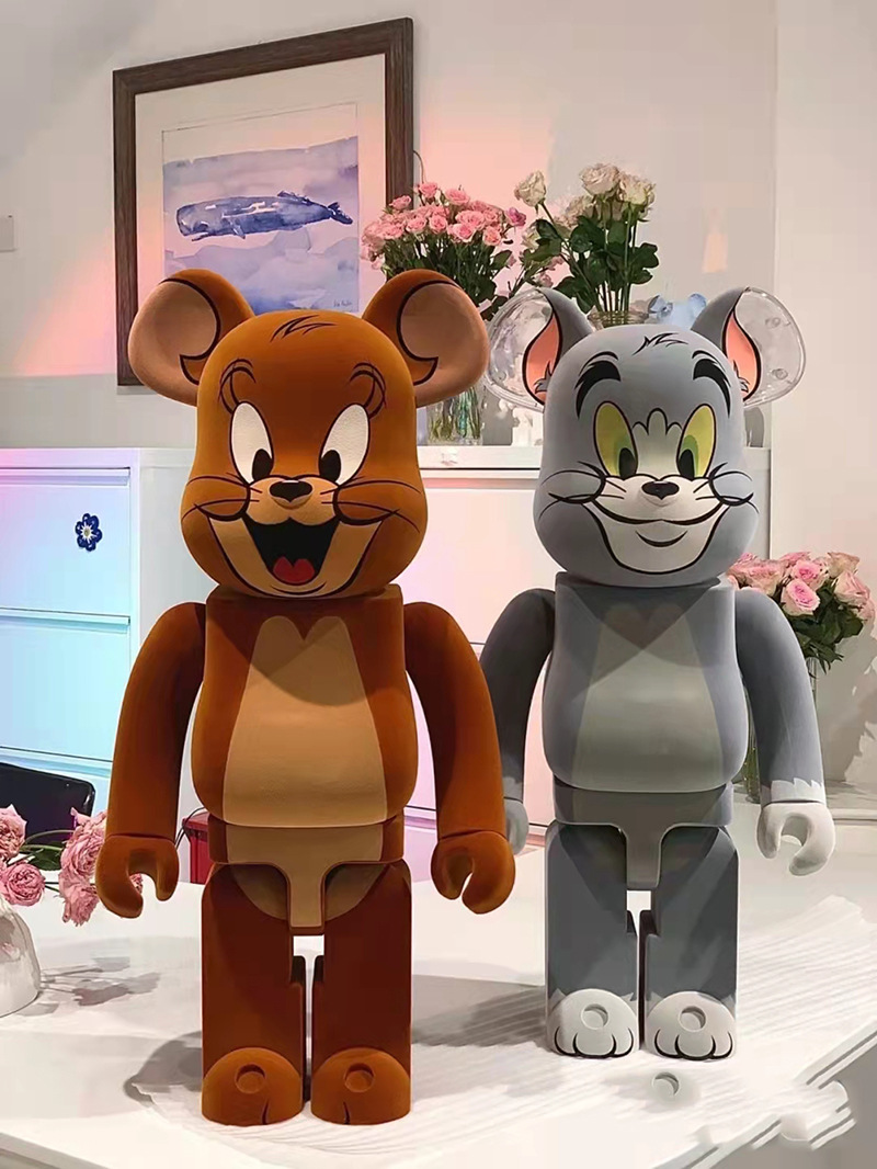 Large DIY Violent Bear Bearbrick Graffiti Fluid Painting White Body Graffiti Non-Plaster Doll Vinyl Toys Wholesale
