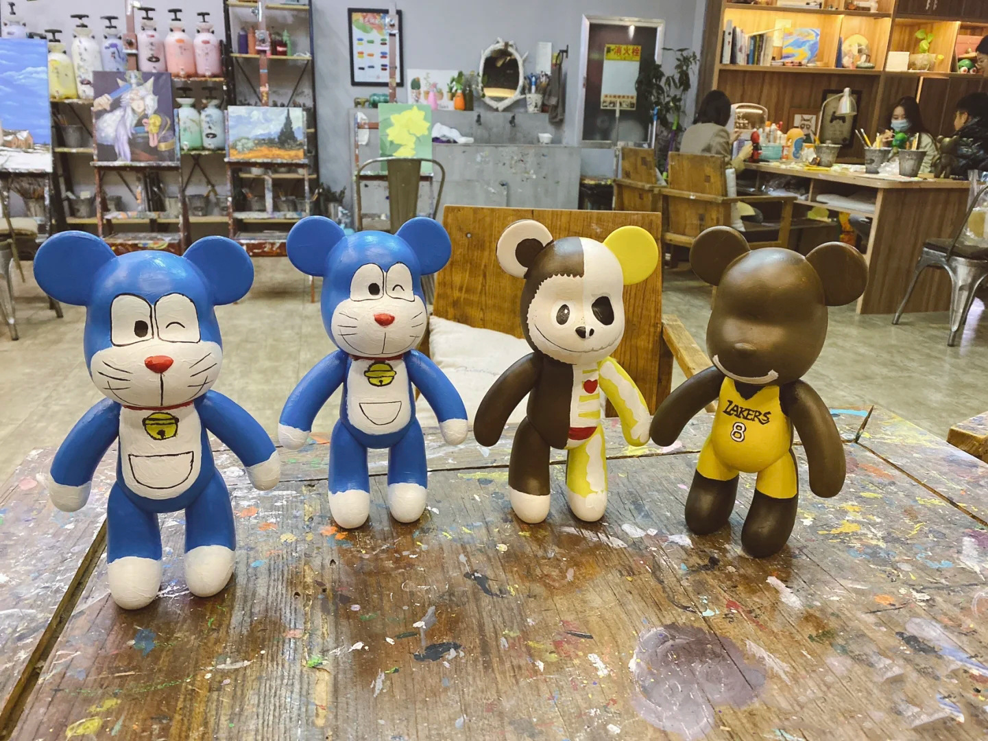 Large DIY Violent Bear Bearbrick Graffiti Fluid Painting White Body Graffiti Non-Plaster Doll Vinyl Toys Wholesale