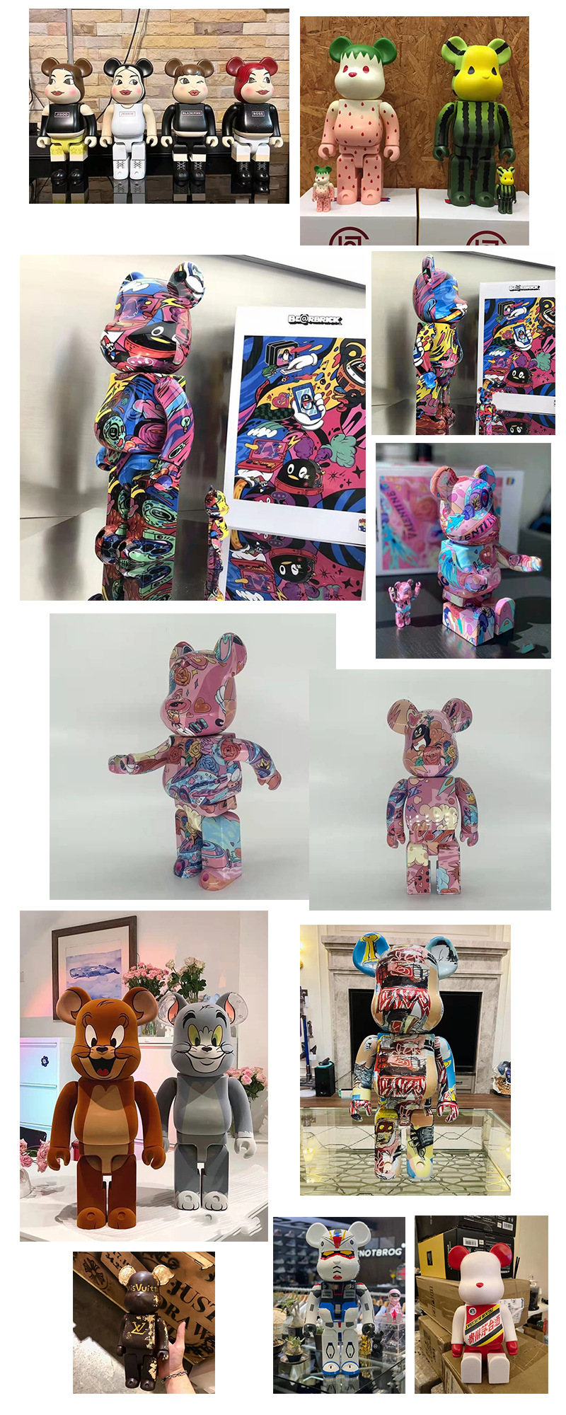Large DIY Violent Bear Bearbrick Graffiti Fluid Painting White Body Graffiti Non-Plaster Doll Vinyl Toys Wholesale