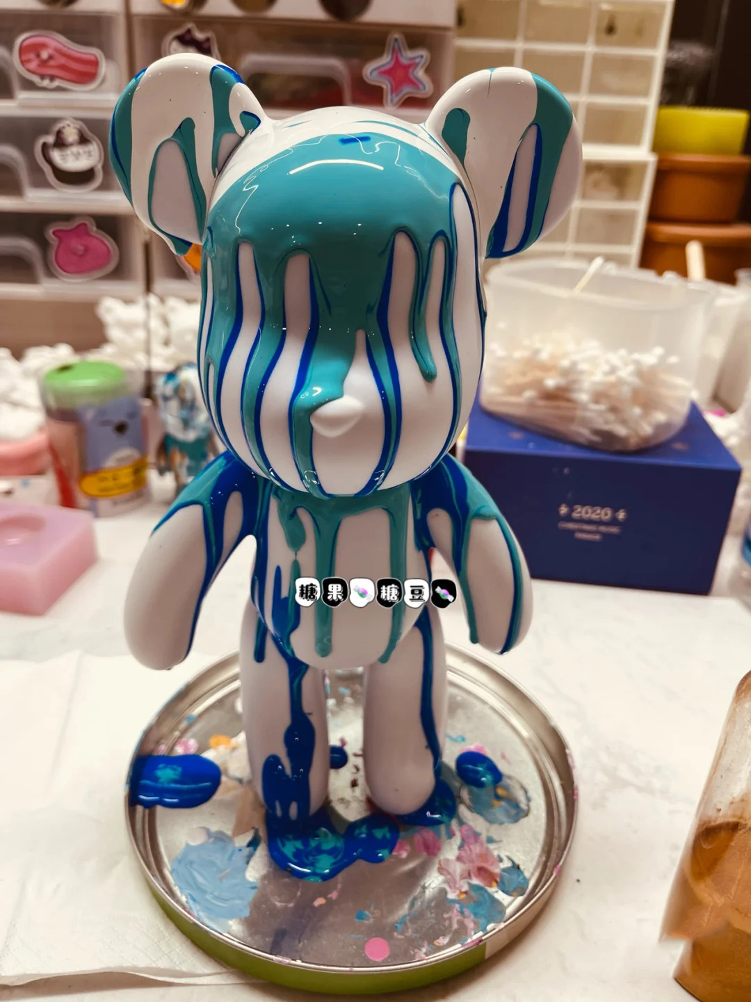 Large DIY Violent Bear Bearbrick Graffiti Fluid Painting White Body Graffiti Non-Plaster Doll Vinyl Toys Wholesale