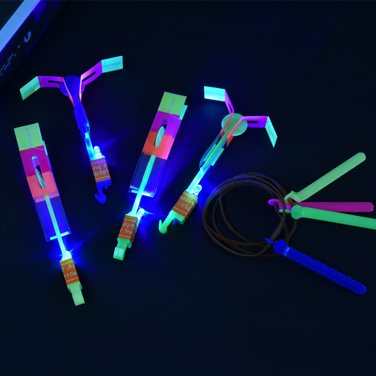 Stall Night Market Children&#039;s Luminous Toys Small Rocket Volume Express LED Flash Slingshot Catapult Rocket Sky Dancers Bamboo Dragonfly