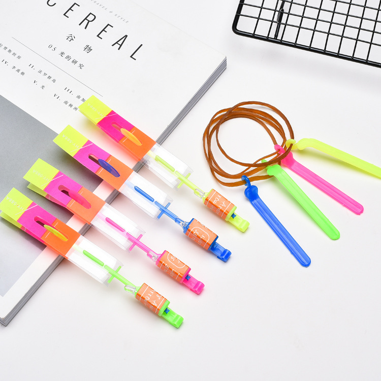 Stall Night Market Children&#039;s Luminous Toys Small Rocket Volume Express LED Flash Slingshot Catapult Rocket Sky Dancers Bamboo Dragonfly