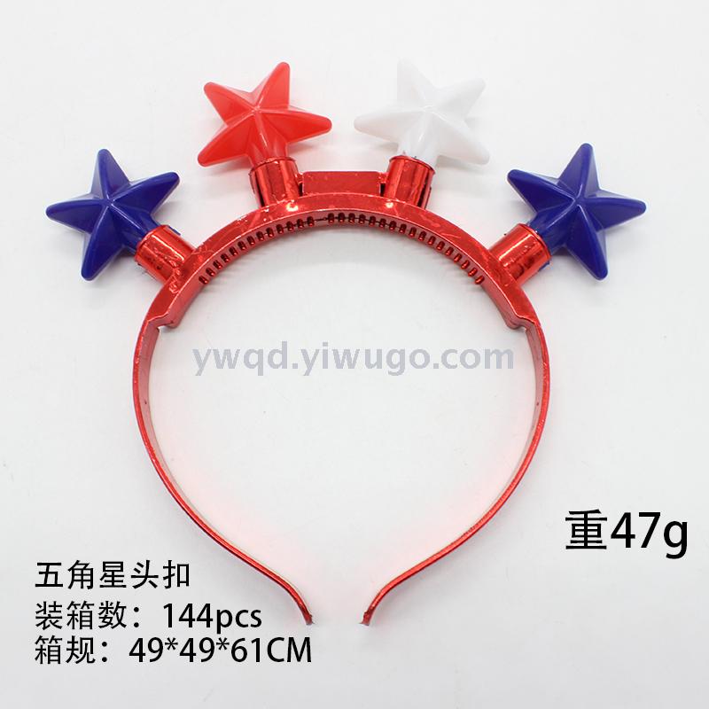 ZD Halloween Christmas Customized Luminous Toys Factory Direct Sales Foreign Trade Popular Style Luminous Led Five-Pointed Star Head Buckle