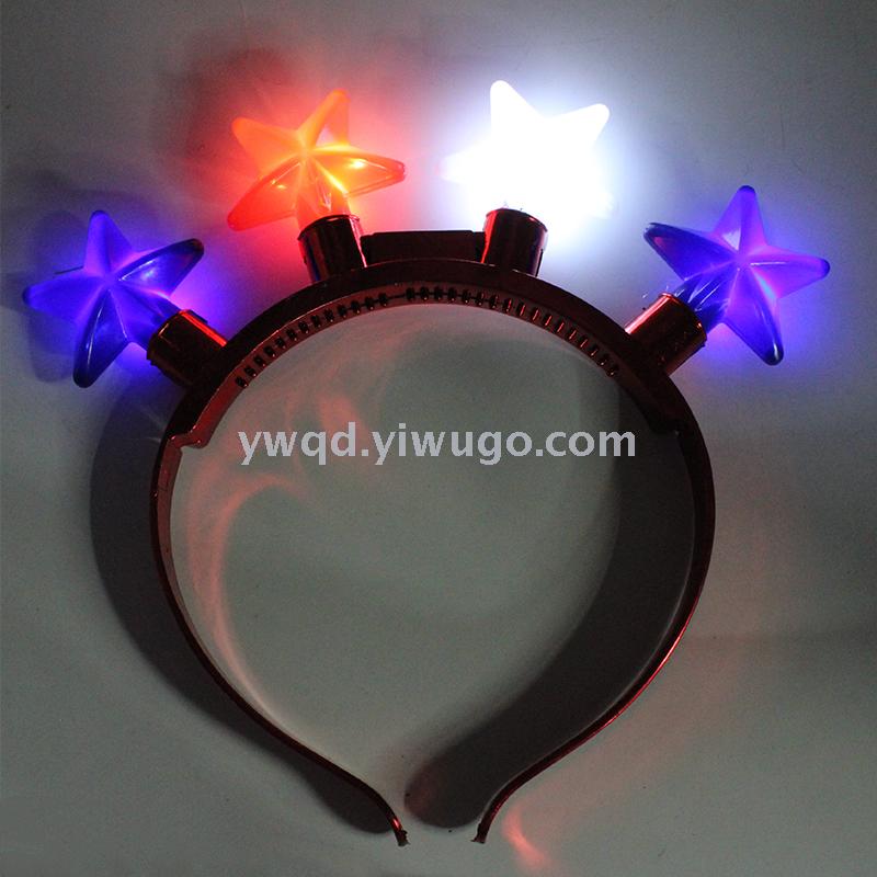 ZD Halloween Christmas Customized Luminous Toys Factory Direct Sales Foreign Trade Popular Style Luminous Led Five-Pointed Star Head Buckle