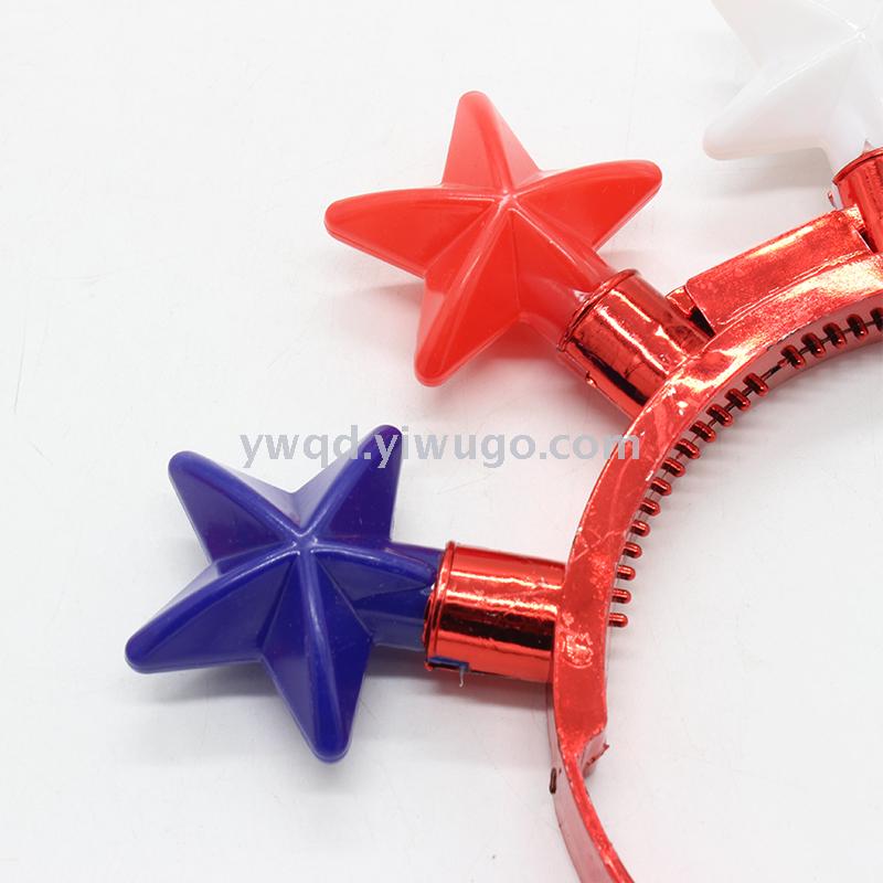 ZD Halloween Christmas Customized Luminous Toys Factory Direct Sales Foreign Trade Popular Style Luminous Led Five-Pointed Star Head Buckle
