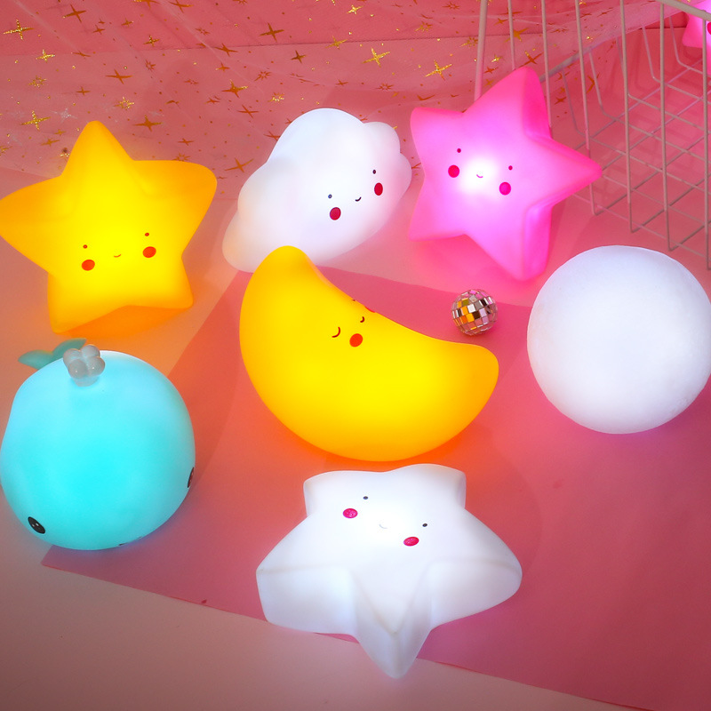 INS Moon Unicorn Cartoon Led Small Night Lamp Creative Bedside Lamp Children&#039;s Luminous Toys Night Market Stall Supply