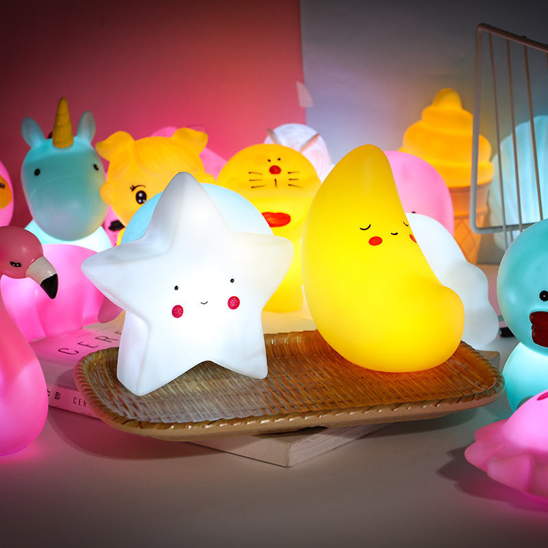 INS Moon Unicorn Cartoon Led Small Night Lamp Creative Bedside Lamp Children&#039;s Luminous Toys Night Market Stall Supply