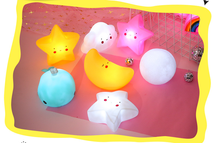 INS Moon Unicorn Cartoon Led Small Night Lamp Creative Bedside Lamp Children's Luminous Toys Night Market Stall Supply