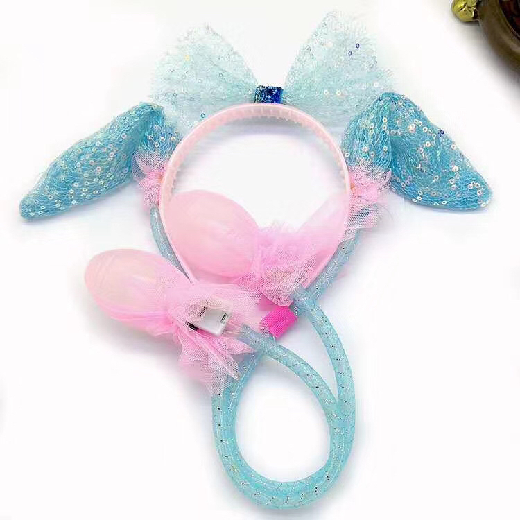 Hand Pinch Ears Moving Rabbit Ears Hair Clip Headband Head Buckle Stall Night Market Hot Selling Luminous Toys