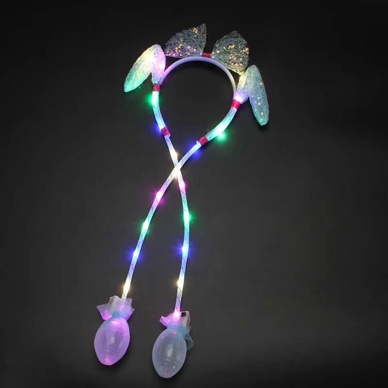 Hand Pinch Ears Moving Rabbit Ears Hair Clip Headband Head Buckle Stall Night Market Hot Selling Luminous Toys