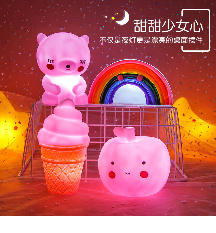 Cartoon Ins Popular Bedroom Bedside Small Night Lamp Vinyl Children&#039;s Stall Luminous Toys Christmas Gift Wholesale